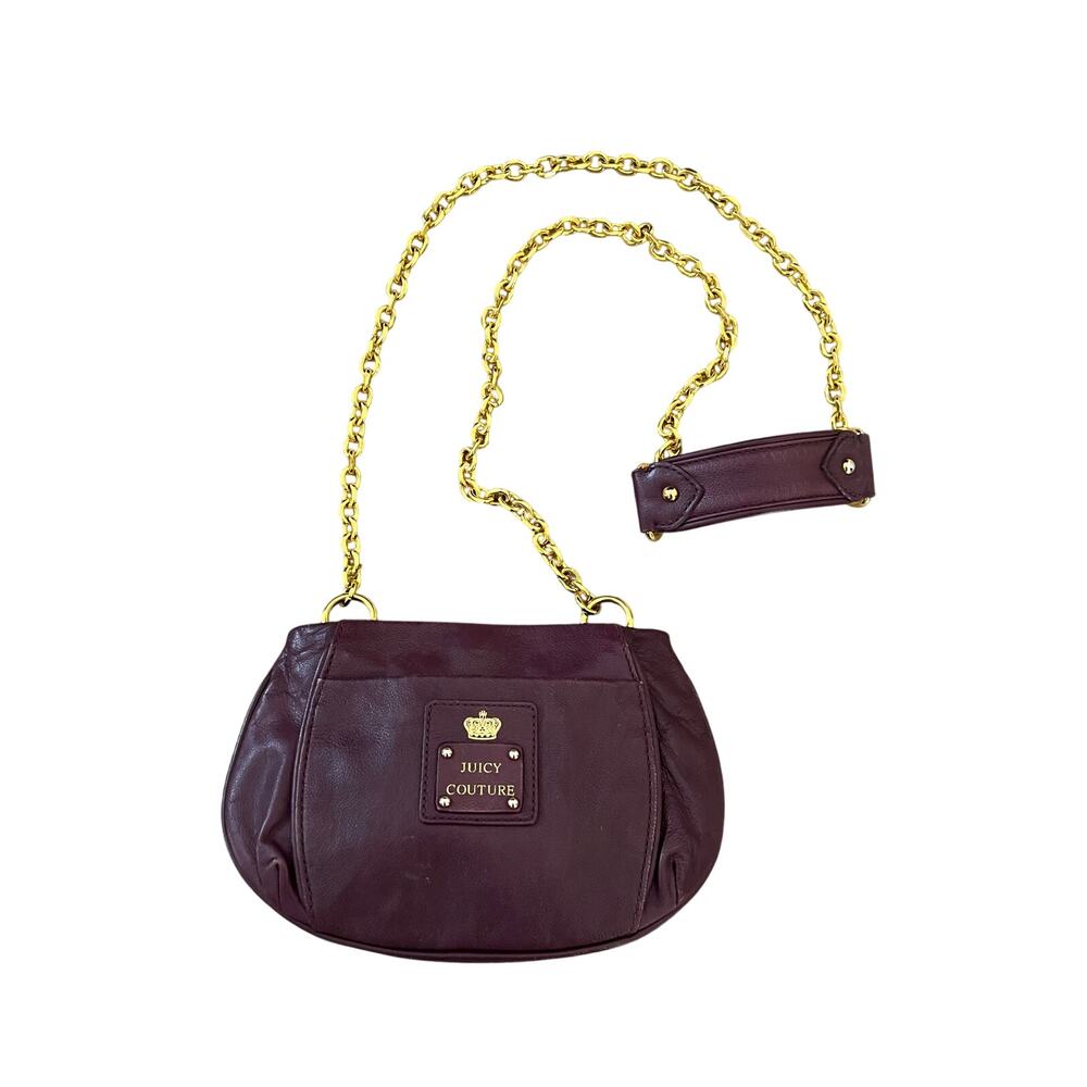 Vintage Juicy Couture Dutchess Brogue Crossbody Leather Purse Gold Chain Strap